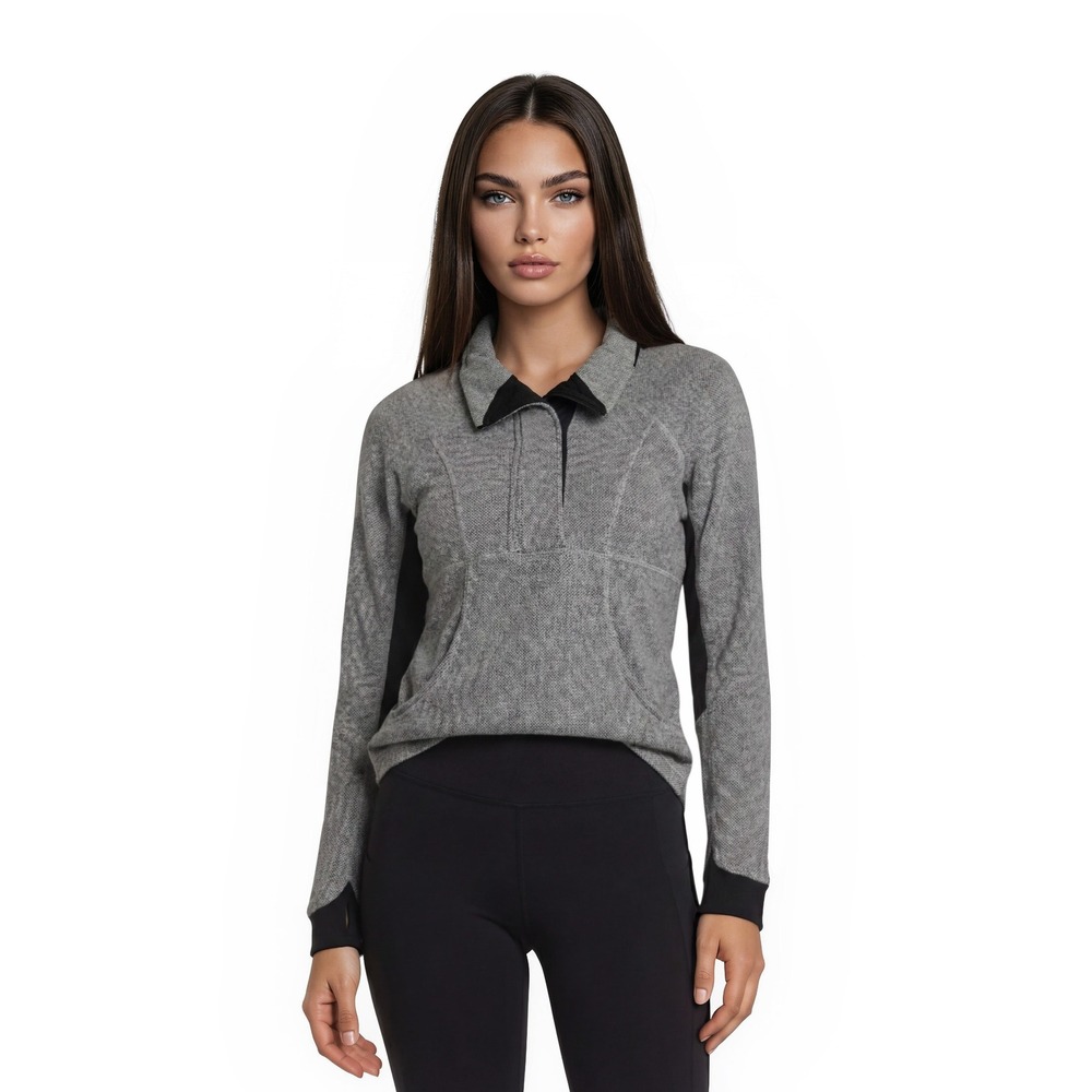 Lululemon Herringbone Pullover Women's Size 6 Grey Black Half Zip